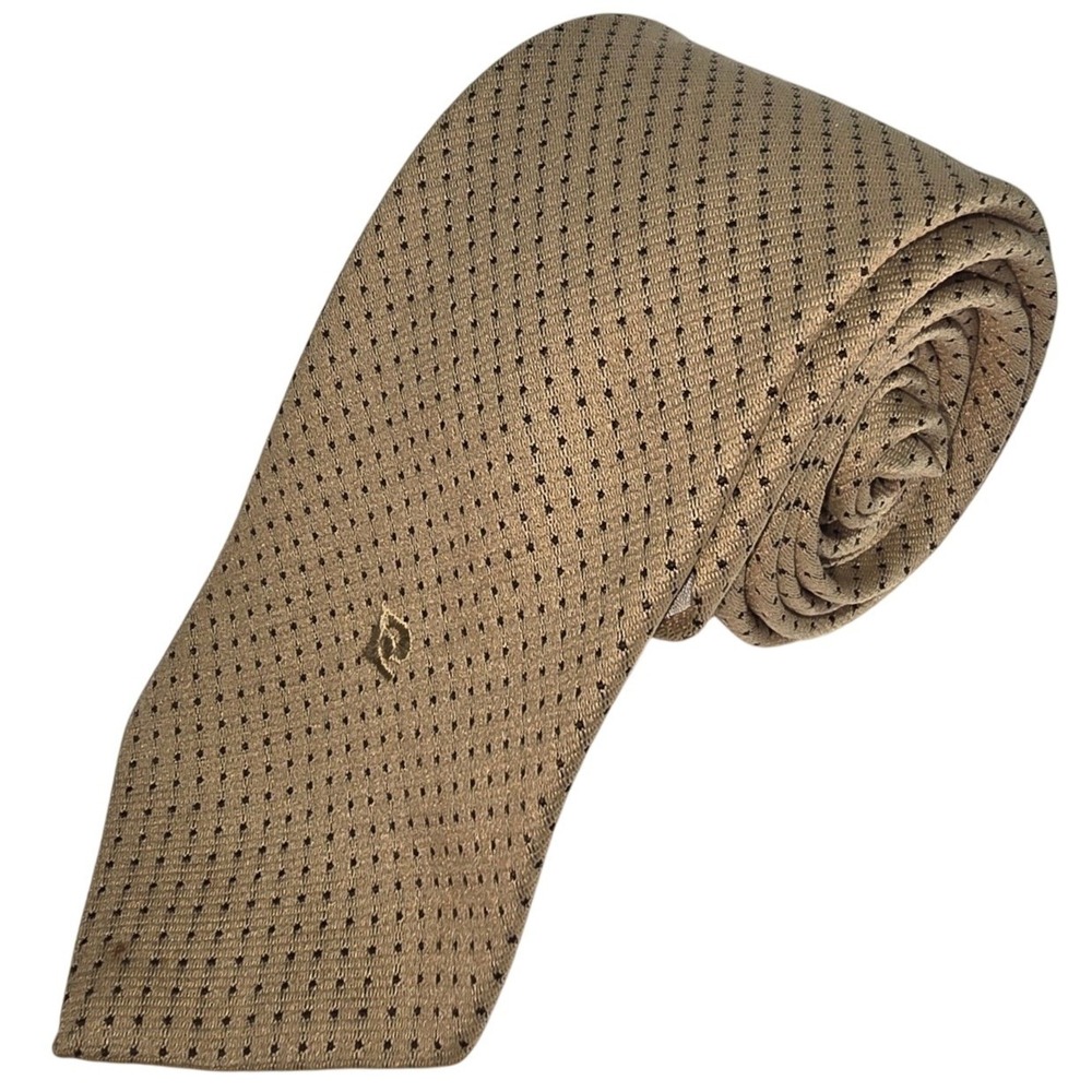 VINTAGE Pierre Cardin Tan with‎ Black dots Men's Tie